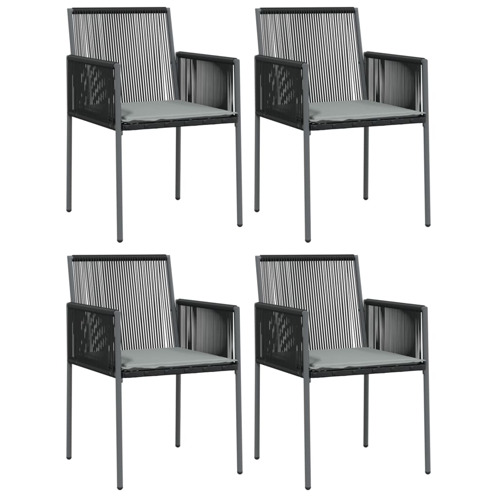 Set mobilier grădină cu perne, 5 piese, negru, poliratan & oțel GartenMobel Dekor