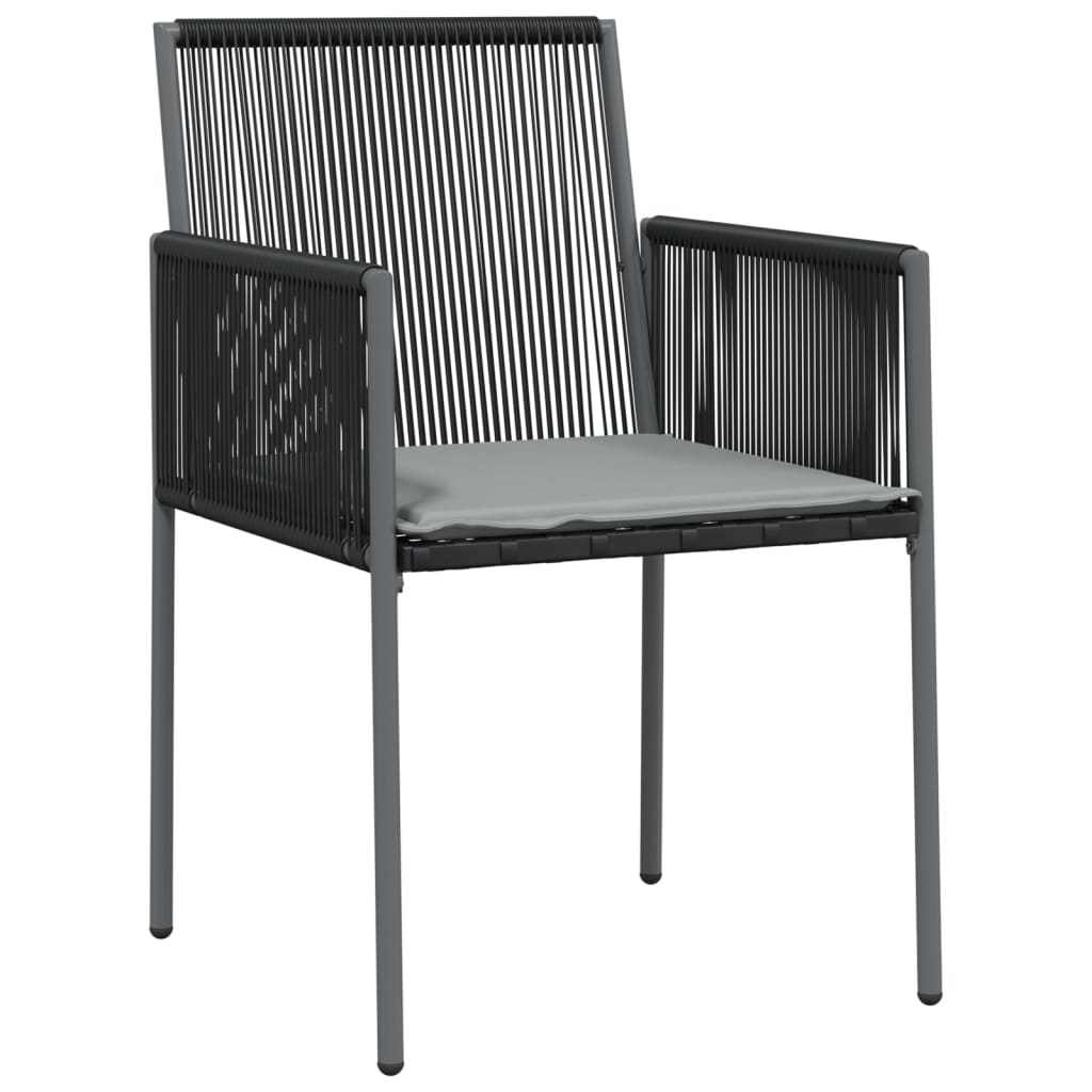 Set mobilier grădină cu perne, 5 piese, negru, poliratan & oțel GartenMobel Dekor