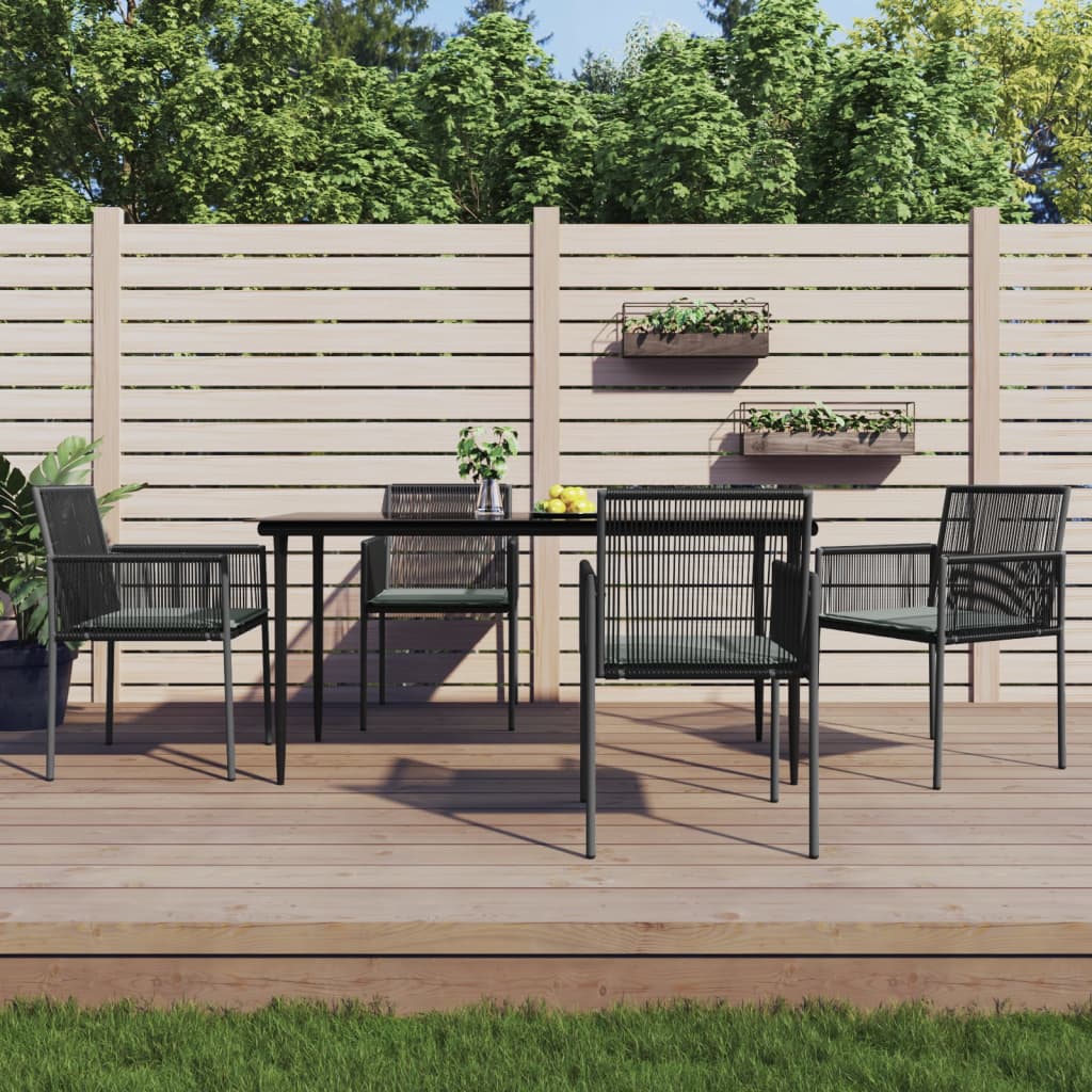 Set mobilier grădină cu perne, 5 piese, negru, poliratan & oțel GartenMobel Dekor