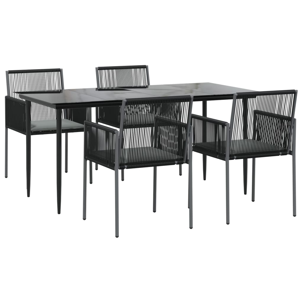 Set mobilier grădină cu perne, 5 piese, negru, poliratan & oțel GartenMobel Dekor
