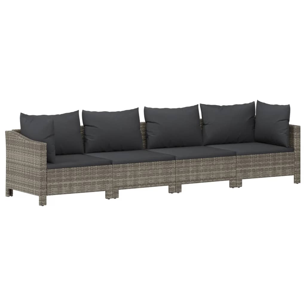 Set mobilier de grădină cu perne, 5 piese, gri, poliratan GartenMobel Dekor