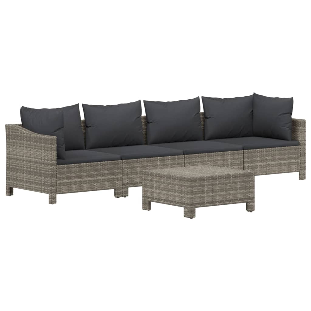 Set mobilier de grădină cu perne, 5 piese, gri, poliratan GartenMobel Dekor