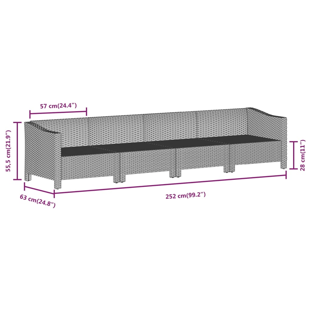 Set mobilier de grădină cu perne, 5 piese, gri, poliratan GartenMobel Dekor