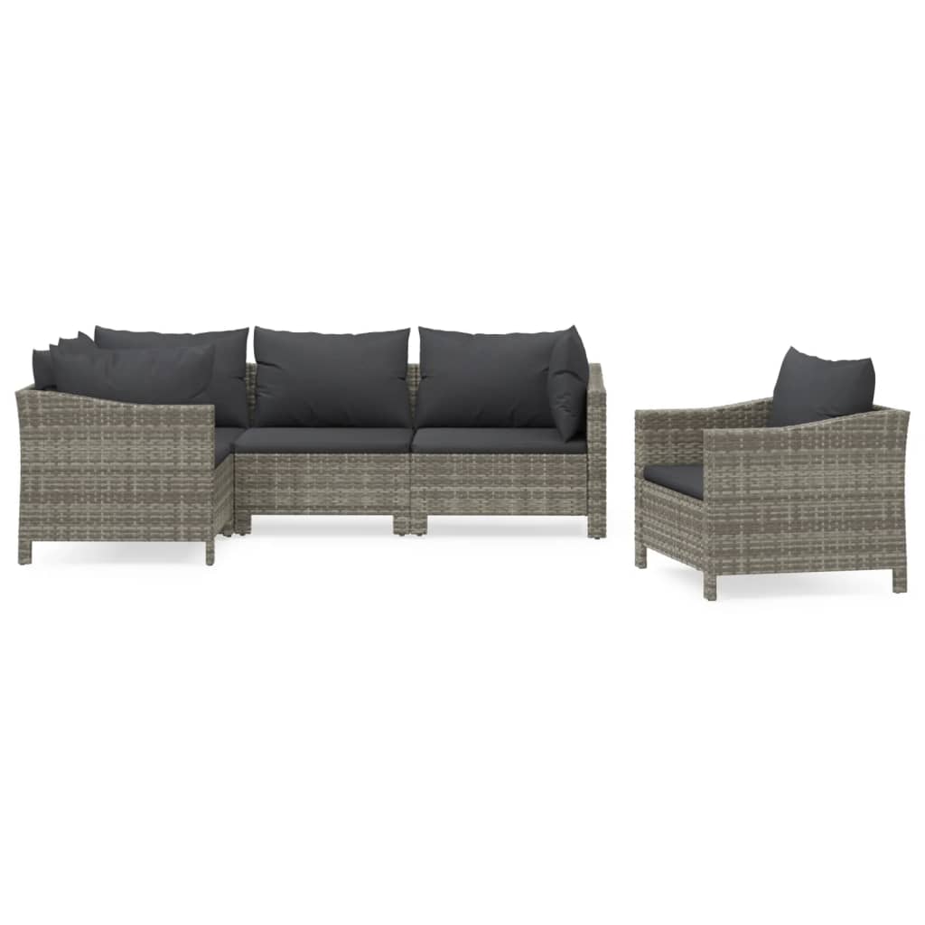 Set mobilier de grădină cu perne, 5 piese, gri, poliratan GartenMobel Dekor
