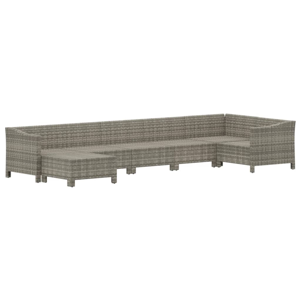 Set mobilier de grădină cu perne, 7 piese, gri, poliratan GartenMobel Dekor