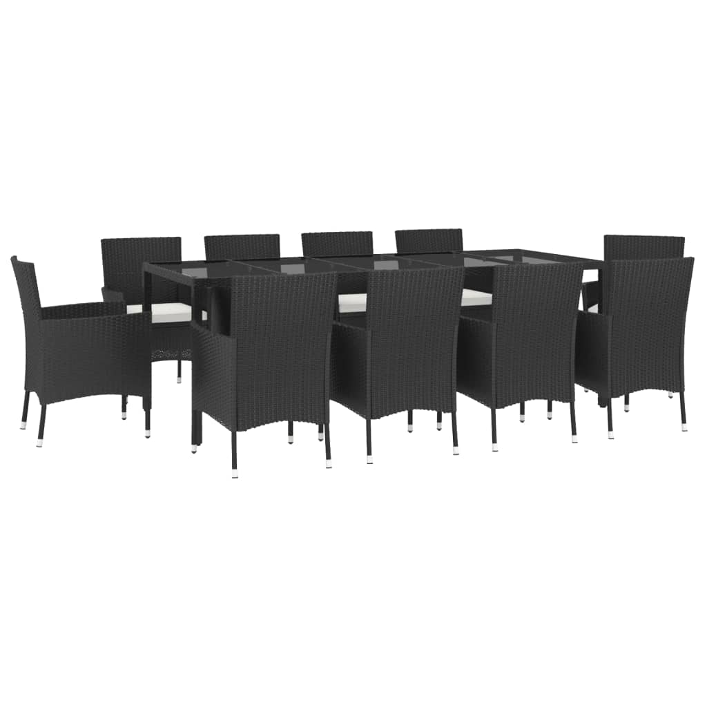 Set mobilier de exterior cu perne, 11 piese, negru, poliratan GartenMobel Dekor