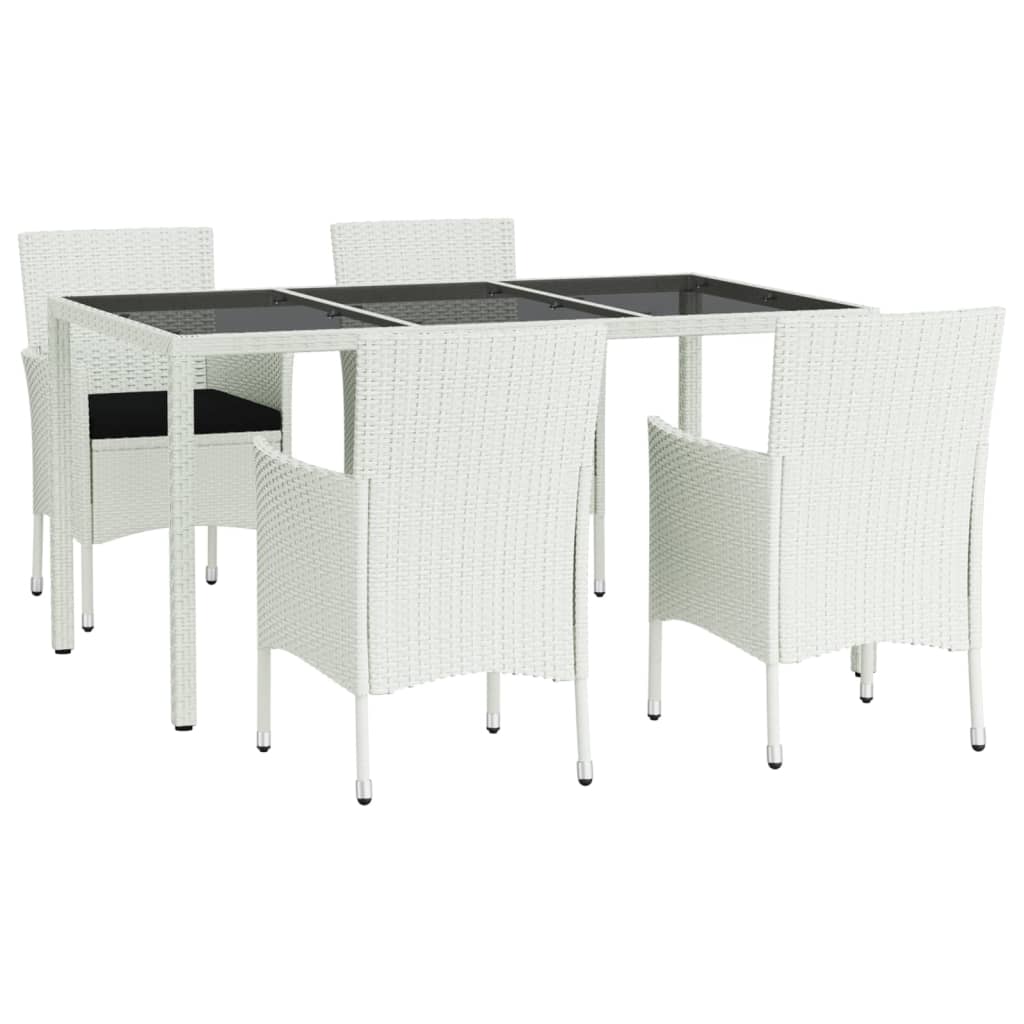 Set mobilier de grădină cu perne, 5 piese, alb, poliratan GartenMobel Dekor