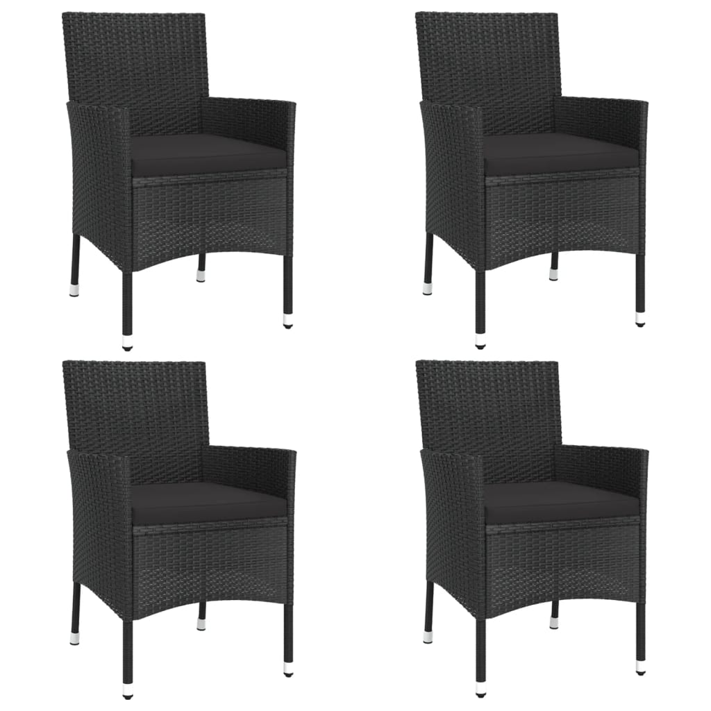 Set mobilier de grădină cu perne, 5 piese, negru, poliratan GartenMobel Dekor