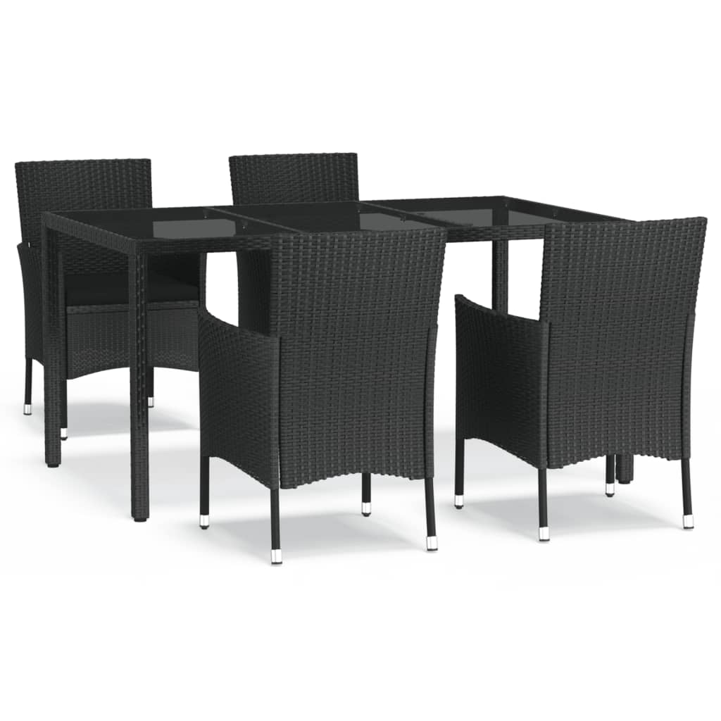 Set mobilier de grădină cu perne, 5 piese, negru, poliratan GartenMobel Dekor