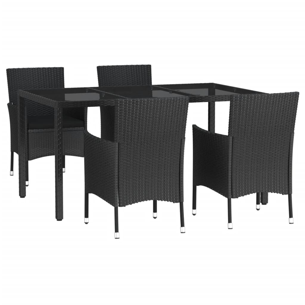 Set mobilier de grădină cu perne, 5 piese, negru, poliratan GartenMobel Dekor