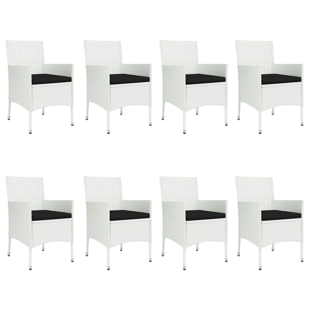 Set mobilier de grădină cu perne, 9 piese, alb, poliratan GartenMobel Dekor