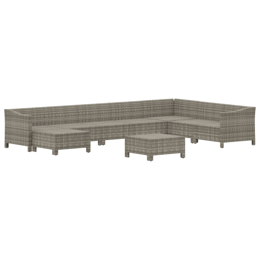Set mobilier de grădină cu perne, 9 piese, gri, poliratan GartenMobel Dekor