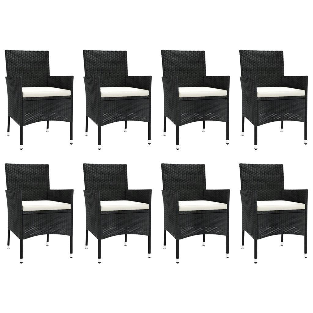 Set mobilier de grădină cu perne, 9 piese, negru, poliratan GartenMobel Dekor