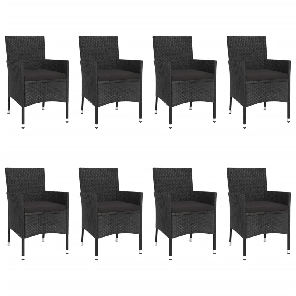 Set mobilier de grădină cu perne, 9 piese, negru, poliratan GartenMobel Dekor