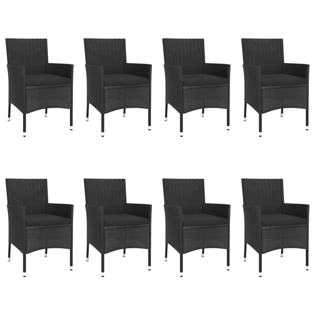 Set mobilier de grădină cu perne, 9 piese, negru, poliratan GartenMobel Dekor