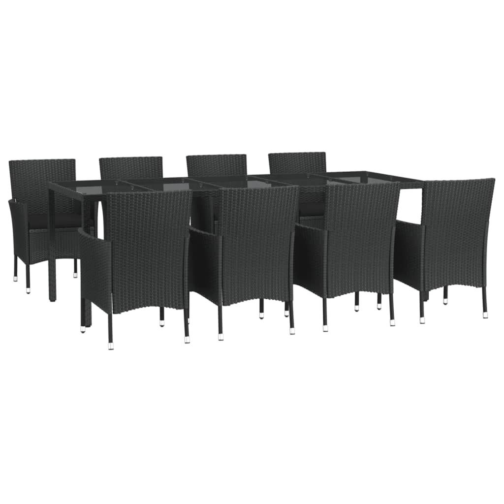Set mobilier de grădină cu perne, 9 piese, negru, poliratan GartenMobel Dekor