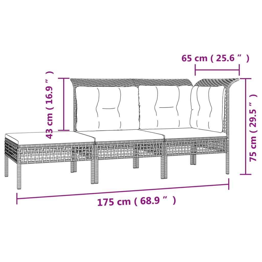 Set mobilier de grădină cu perne, 8 piese, gri, poliratan GartenMobel Dekor