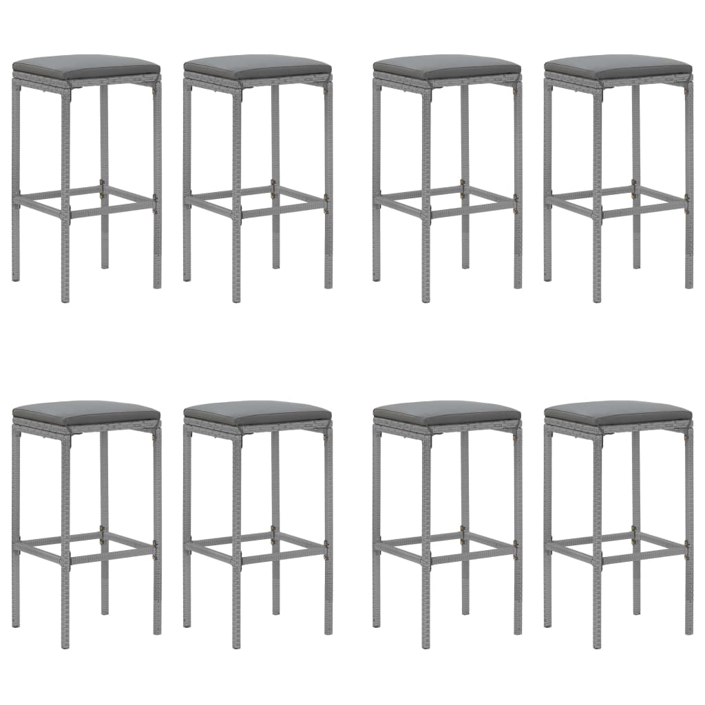 Set mobilier bar de grădină, cu perne, 9 piese, gri, poliratan GartenMobel Dekor