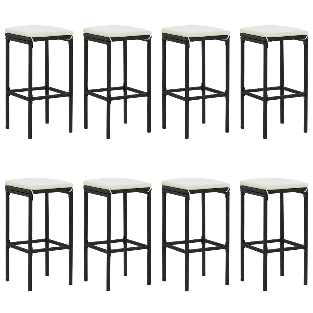 Set mobilier bar de grădină cu perne, 9 piese, negru, poliratan GartenMobel Dekor