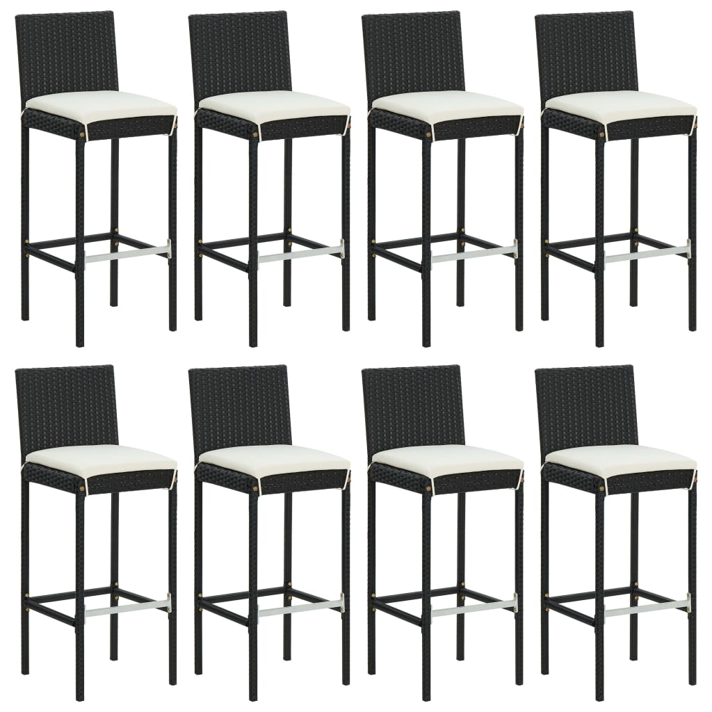 Set mobilier bar de grădină cu perne, 9 piese, negru, poliratan GartenMobel Dekor