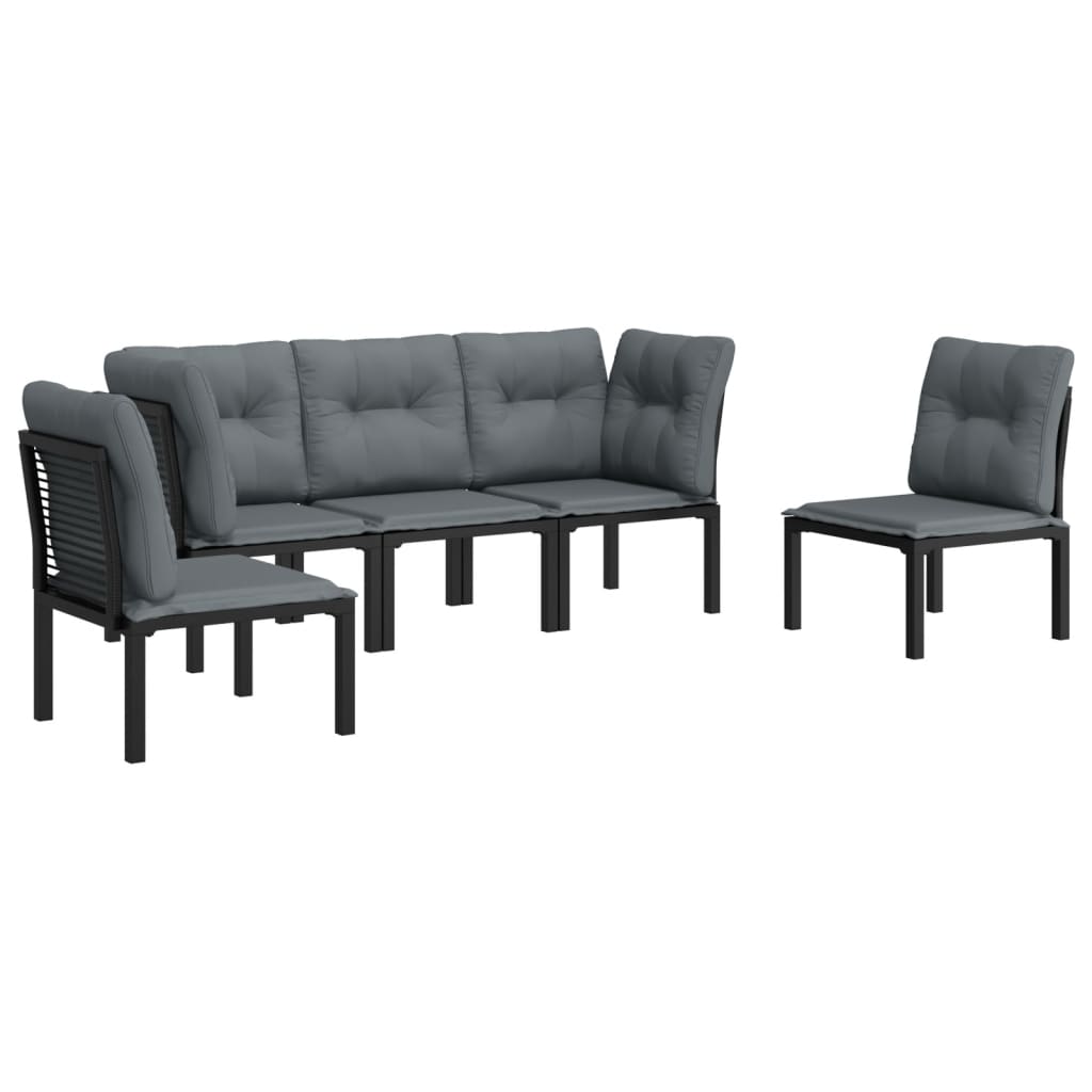 Set mobilier de grădină, 5 piese, negru/gri, poliratan GartenMobel Dekor