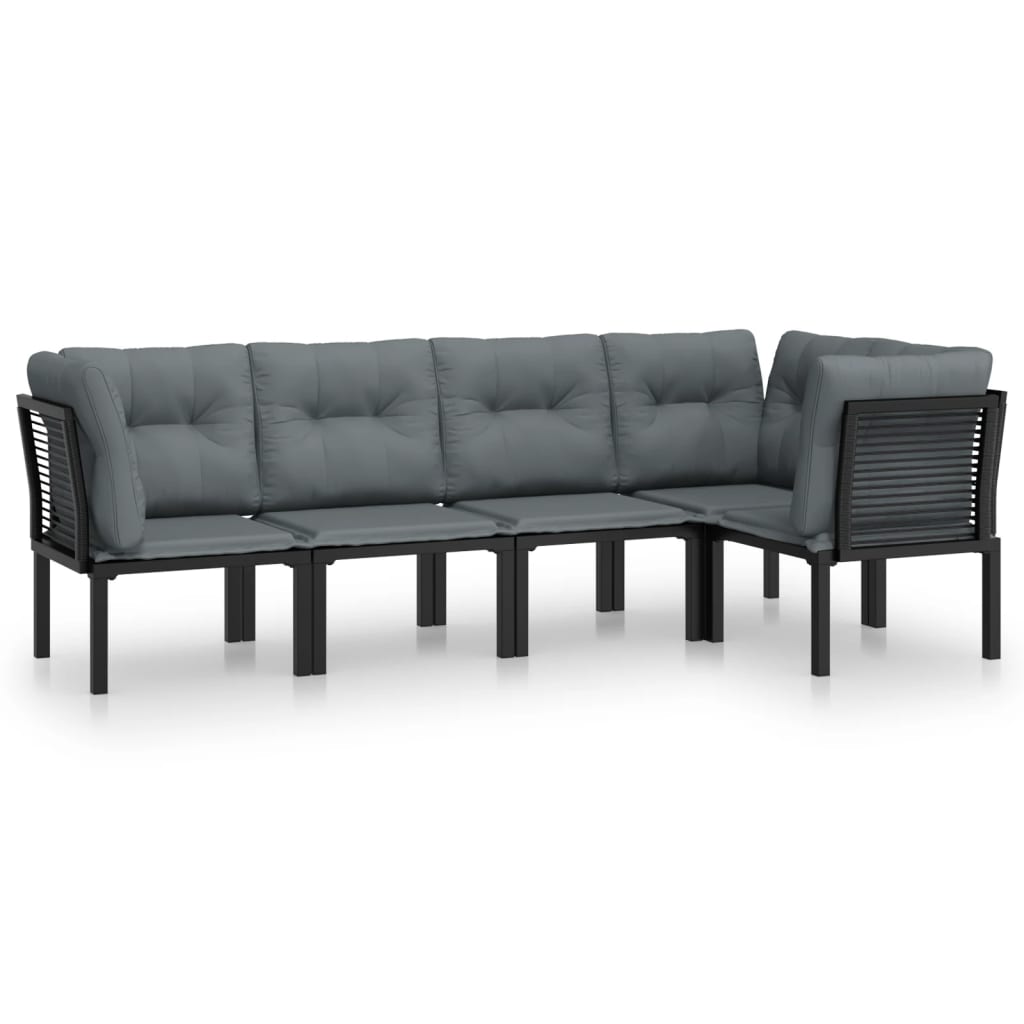 Set mobilier de grădină, 5 piese, negru/gri, poliratan GartenMobel Dekor