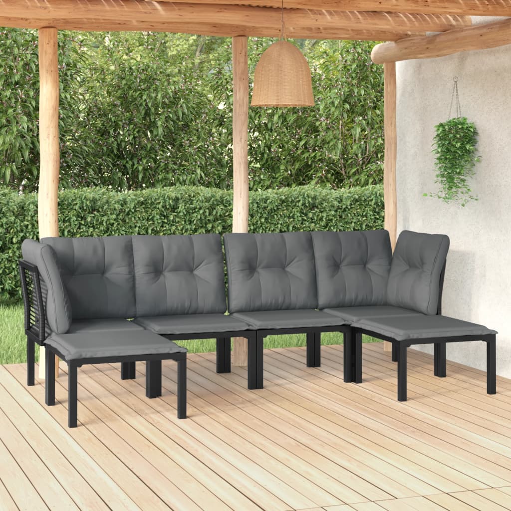 Set mobilier de grădină, 6 piese, negru și gri, poliratan GartenMobel Dekor