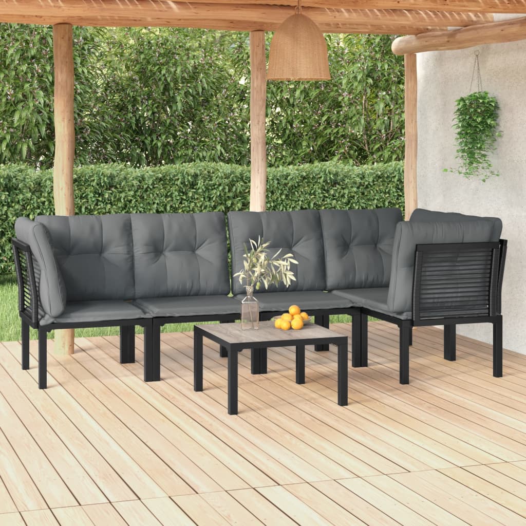 Set mobilier de grădină, 6 piese, negru și gri, poliratan GartenMobel Dekor