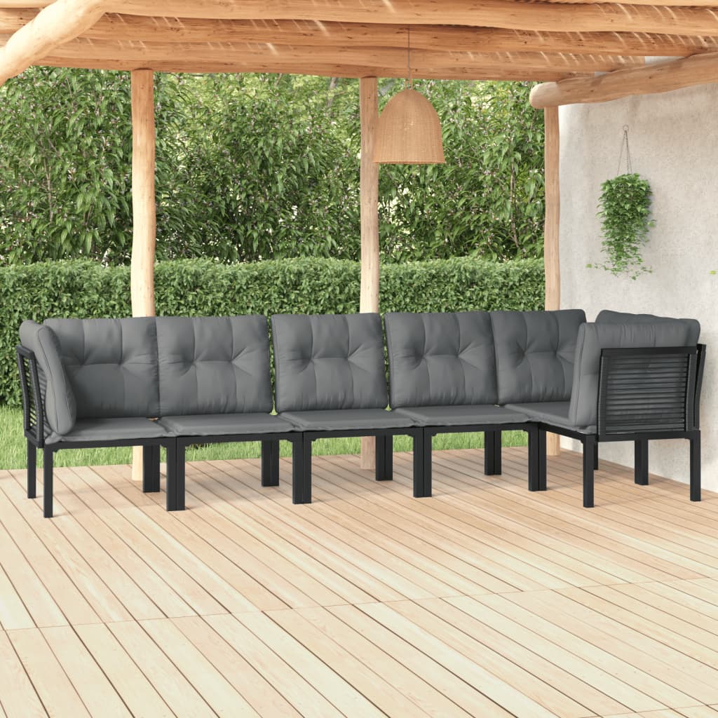 Set mobilier de grădină, 6 piese, negru și gri, poliratan GartenMobel Dekor