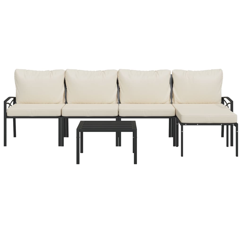 Set mobilier de grădină cu perne nisipii, 6 piese, oțel GartenMobel Dekor