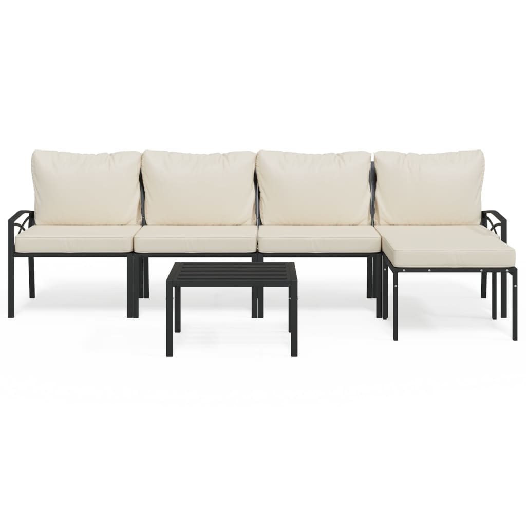 Set mobilier de grădină cu perne nisipii, 6 piese, oțel GartenMobel Dekor