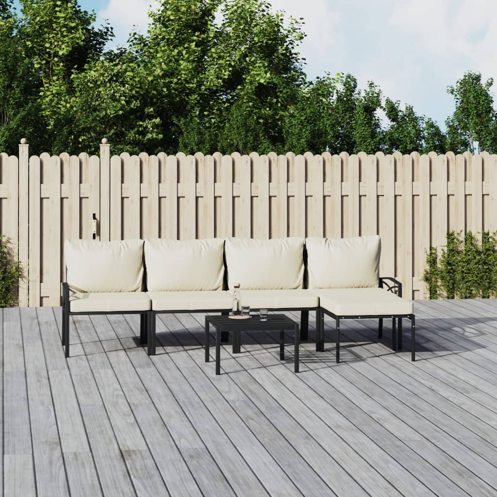 Set mobilier de grădină cu perne nisipii, 6 piese, oțel GartenMobel Dekor