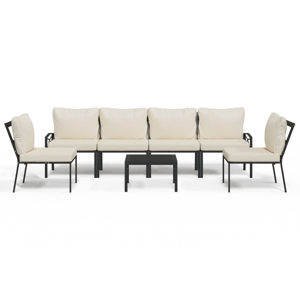Set mobilier de grădină cu perne nisipii, 7 piese, oțel GartenMobel Dekor