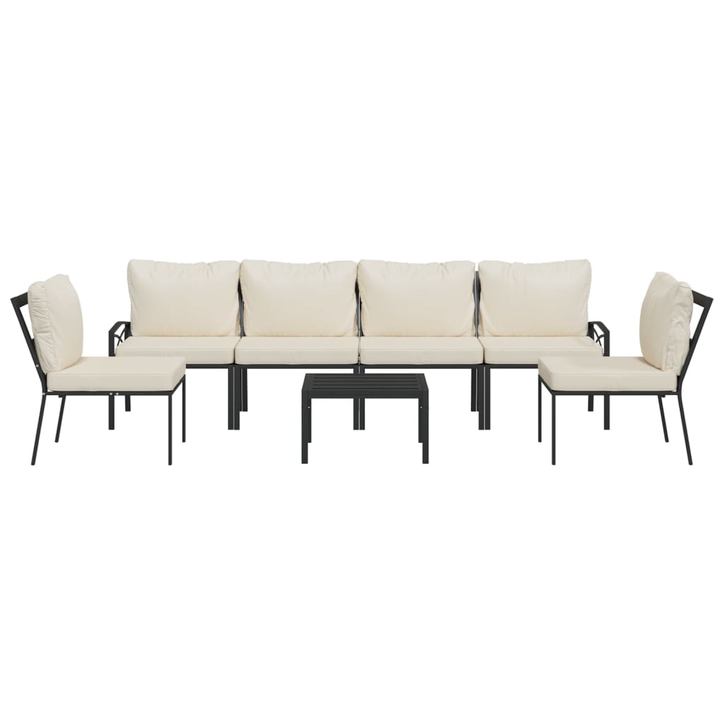 Set mobilier de grădină cu perne nisipii, 7 piese, oțel GartenMobel Dekor