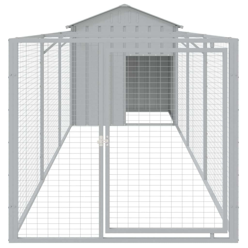 Casă câine & acoperiș gri deschis 117x405x123cm oțel galvanizat GartenMobel Dekor