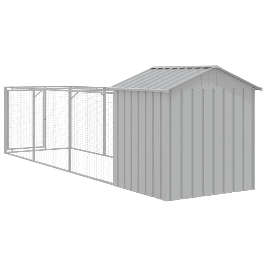 Casă câine & acoperiș gri deschis 117x405x123cm oțel galvanizat GartenMobel Dekor