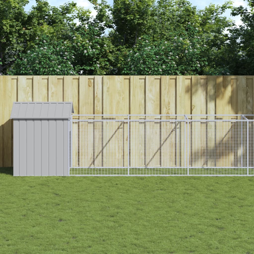 Casă câine & acoperiș gri deschis 117x813x123cm oțel galvanizat GartenMobel Dekor