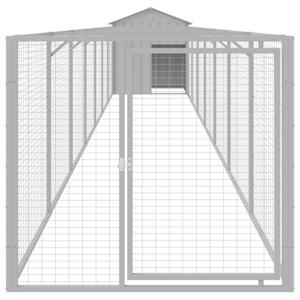 Casă câine & acoperiș gri deschis 117x813x123cm oțel galvanizat GartenMobel Dekor