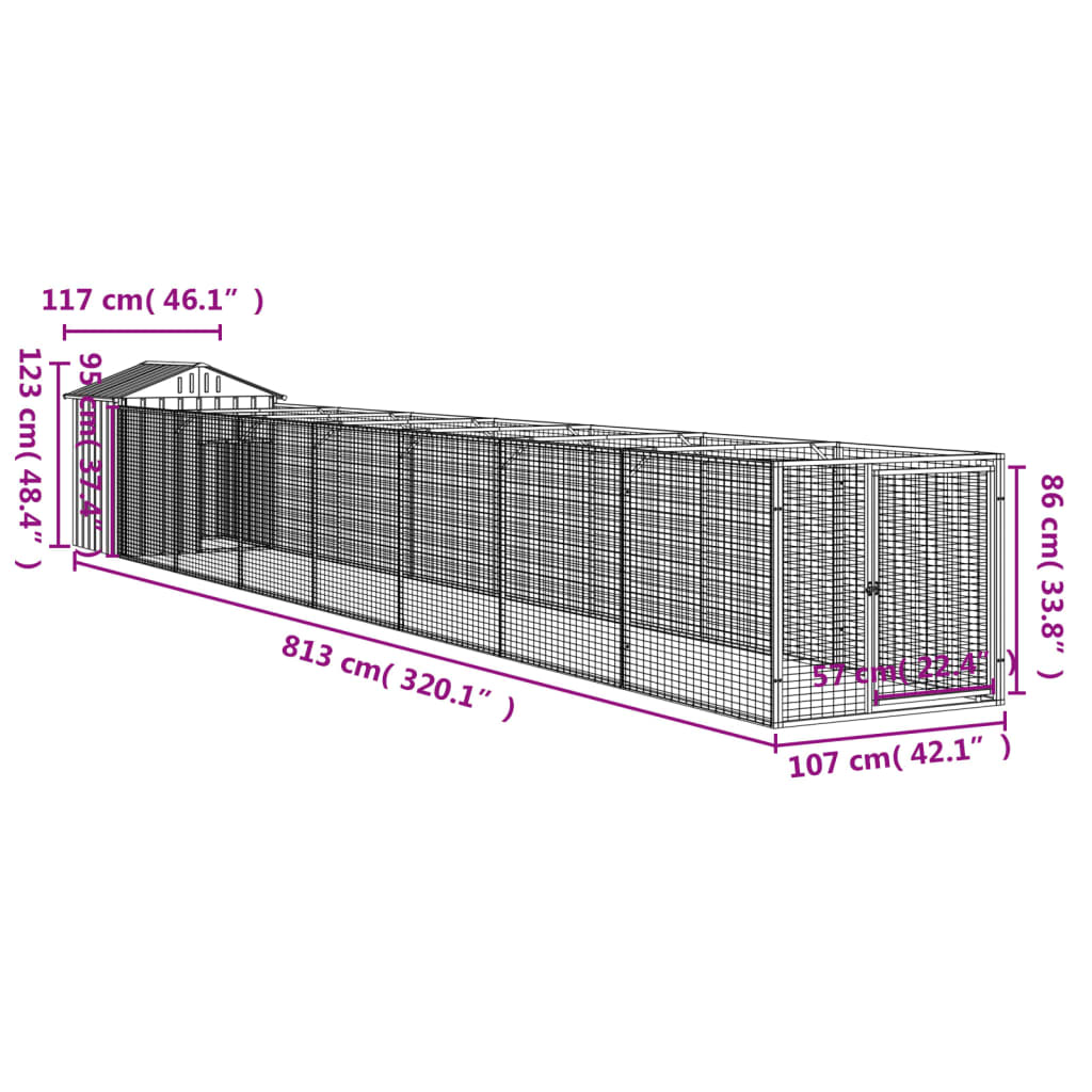 Casă câine & acoperiș gri deschis 117x813x123cm oțel galvanizat GartenMobel Dekor
