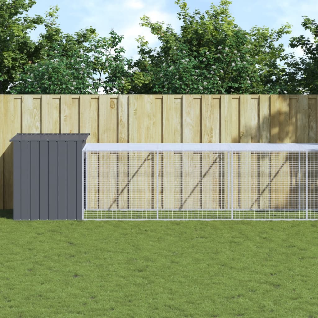 Coteț de pui cu incintă antracit 110x1221x110cm oțel galvanizat GartenMobel Dekor