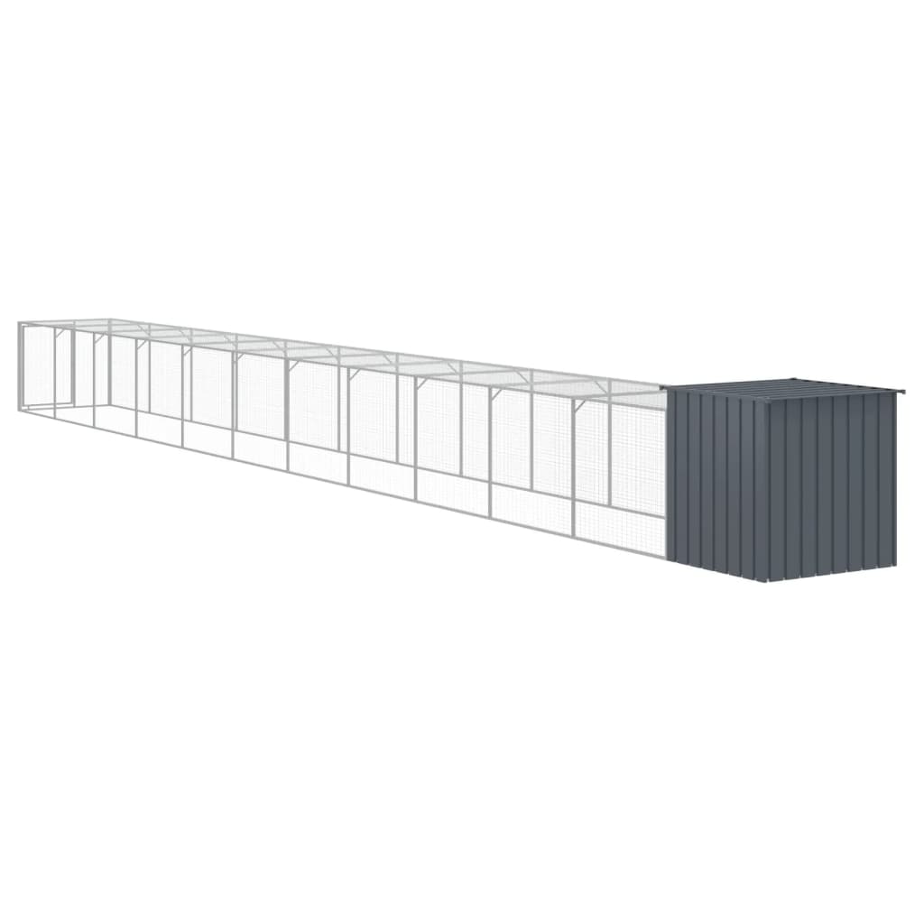 Coteț de pui cu incintă antracit 110x1221x110cm oțel galvanizat GartenMobel Dekor