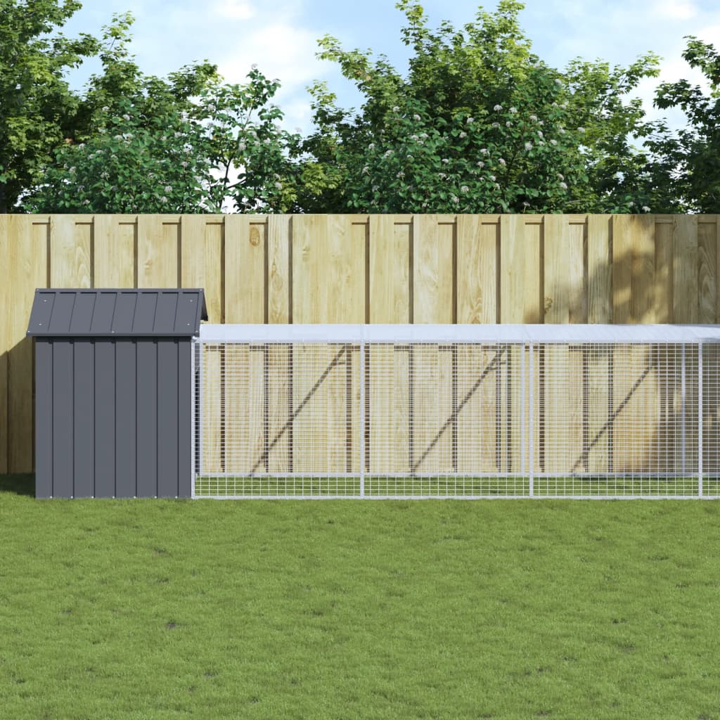 Coteț de pui cu incintă antracit 117x1017x123cm oțel galvanizat GartenMobel Dekor