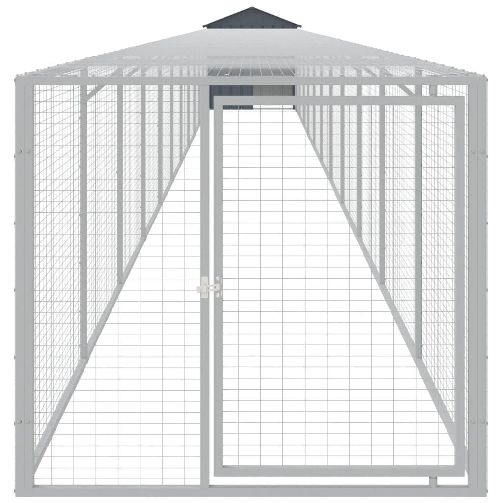 Coteț de pui cu incintă antracit 117x1221x123cm oțel galvanizat GartenMobel Dekor