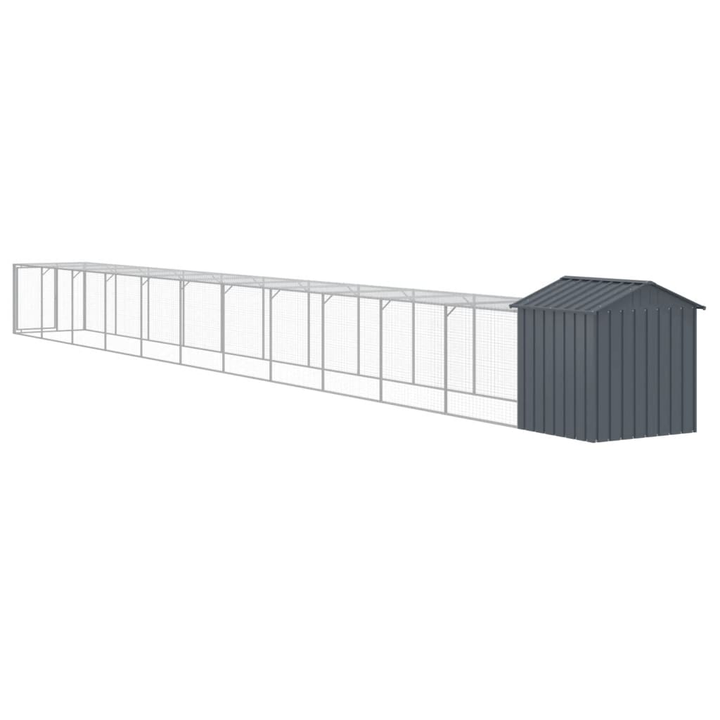Coteț de pui cu incintă antracit 117x1221x123cm oțel galvanizat GartenMobel Dekor