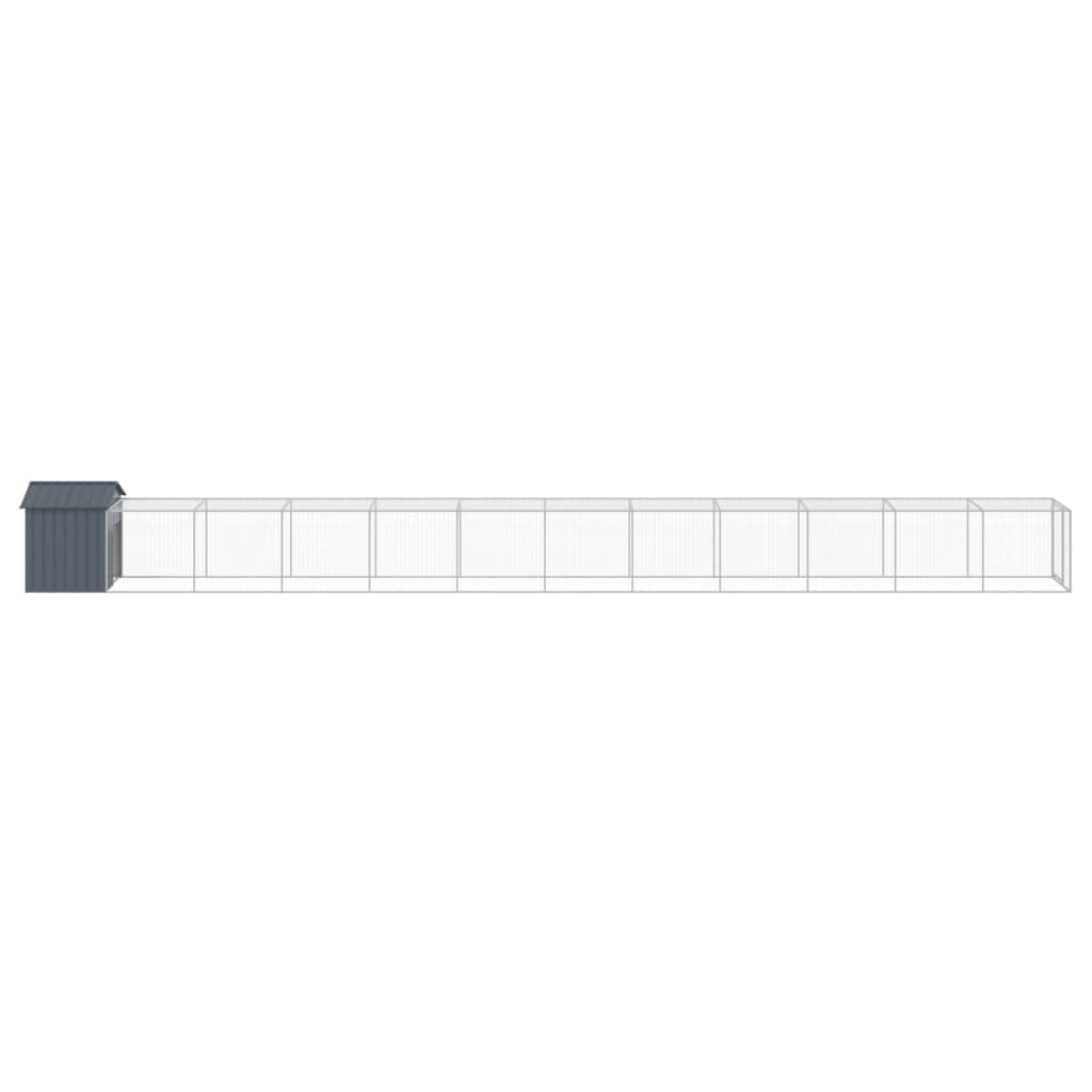 Coteț de pui cu incintă antracit 117x1221x123cm oțel galvanizat GartenMobel Dekor