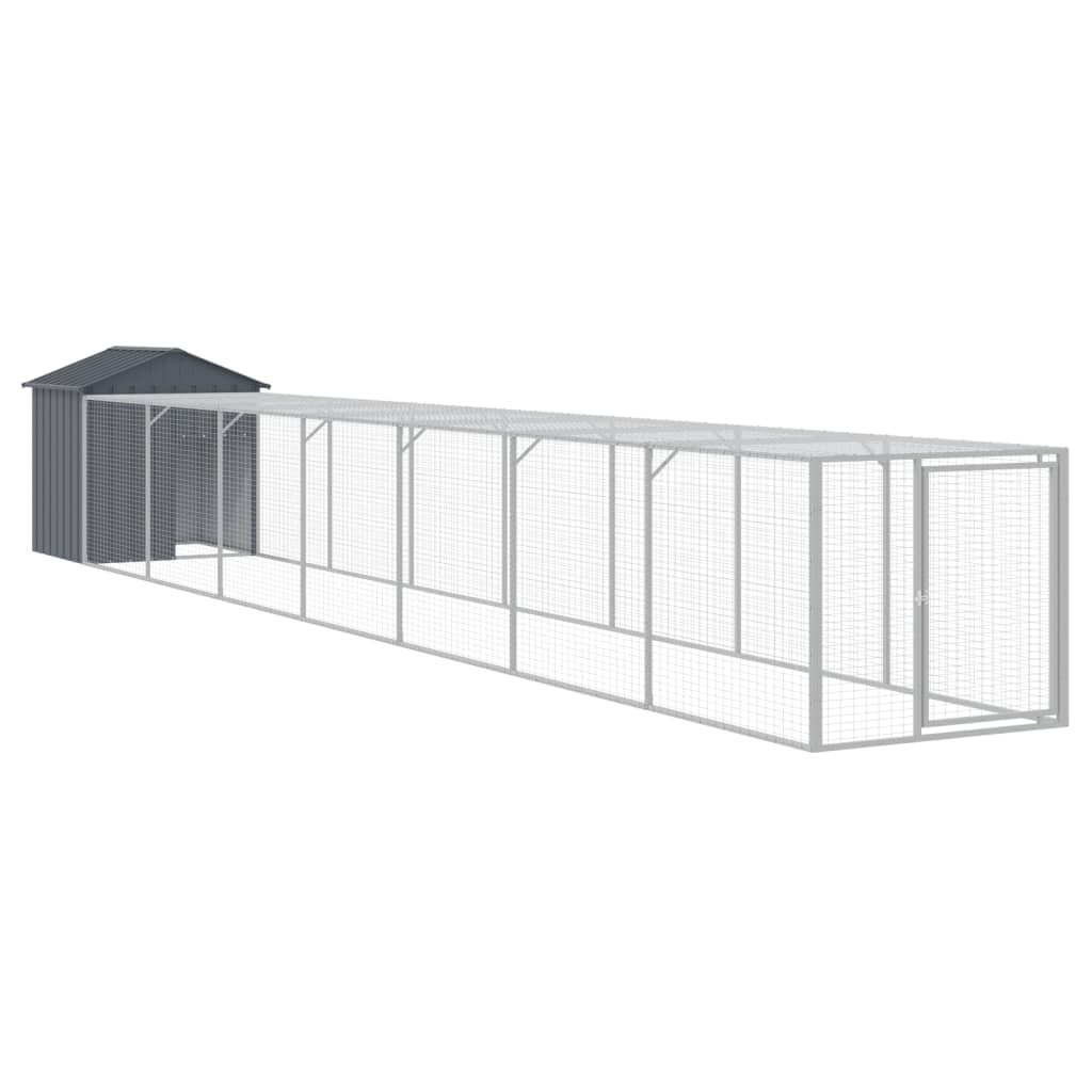 Coteț de pui cu incintă antracit 117x813x123 cm oțel galvanizat GartenMobel Dekor