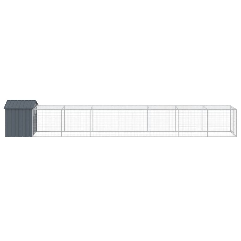Coteț de pui cu incintă antracit 117x813x123 cm oțel galvanizat GartenMobel Dekor
