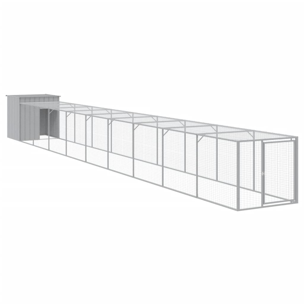 Coteț pui cu incintă gri deschis 110x1017x110cm oțel galvanizat GartenMobel Dekor