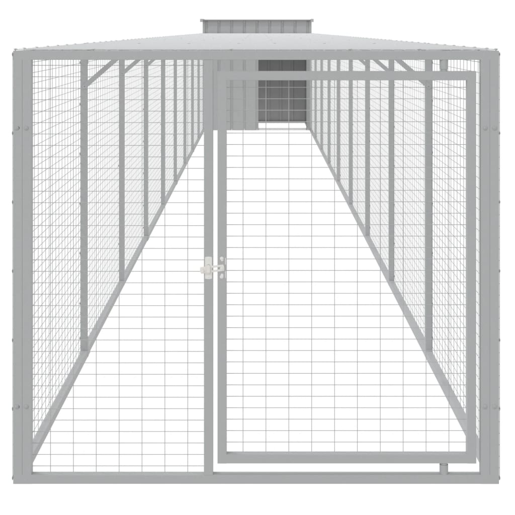 Coteț pui cu incintă gri deschis 110x1017x110cm oțel galvanizat GartenMobel Dekor