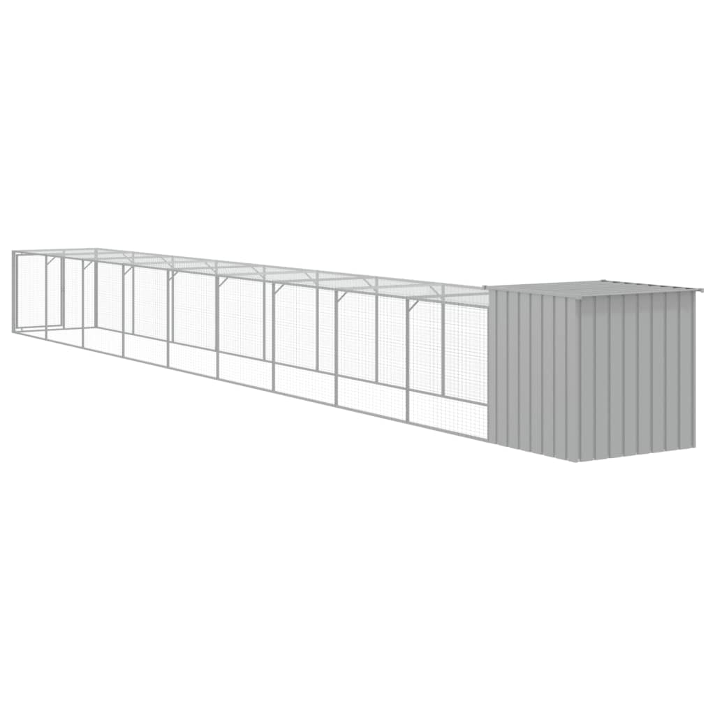 Coteț pui cu incintă gri deschis 110x1017x110cm oțel galvanizat GartenMobel Dekor